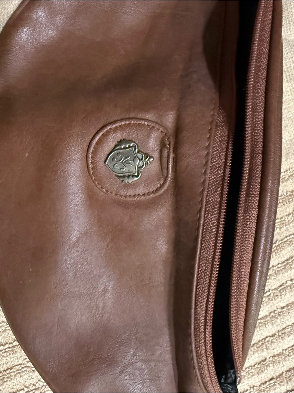Men’s Brown Leather Belt Bag with Subtle Crest Accent